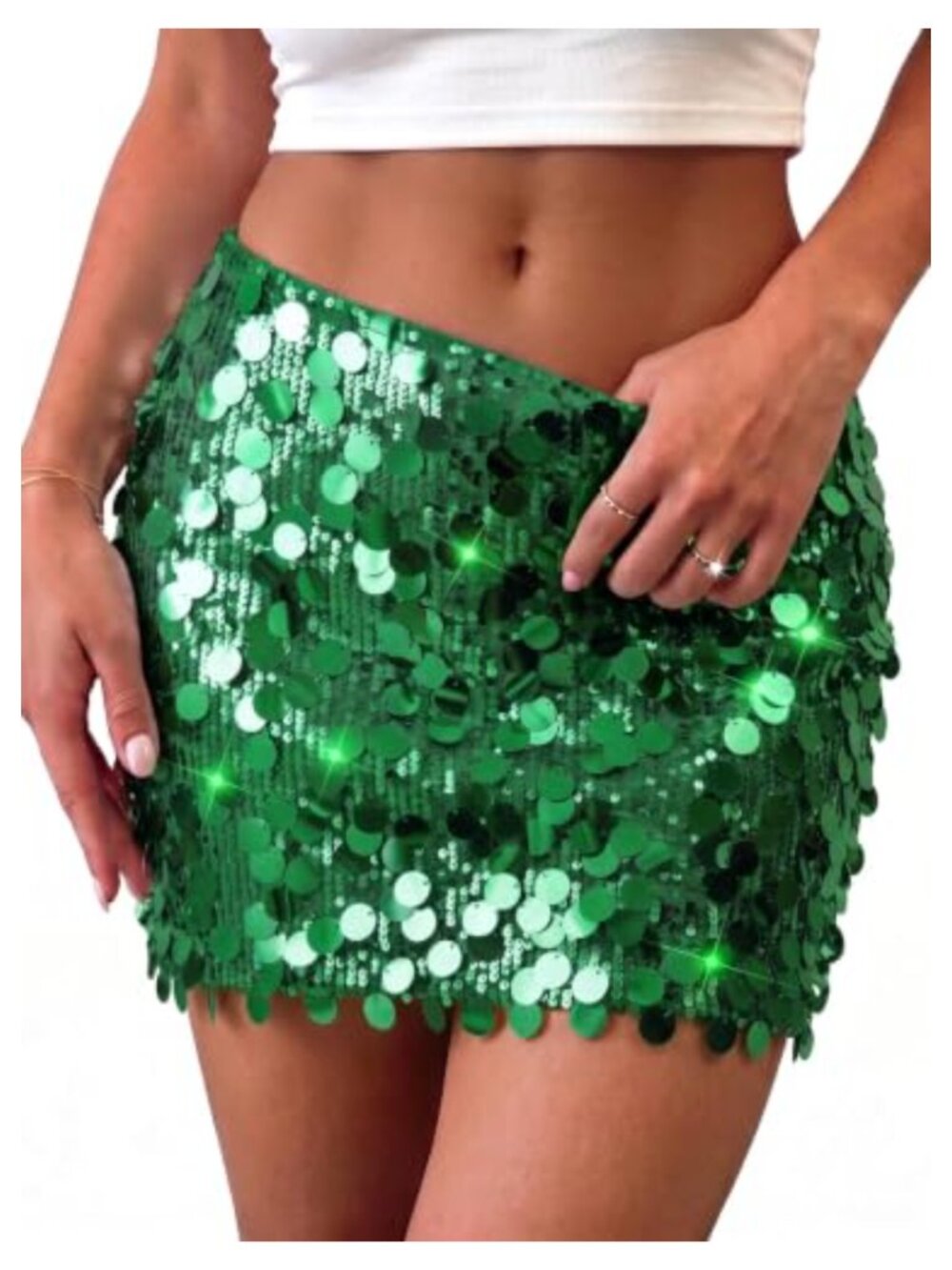 Women's Sequin Pencil Bodycon Skort Sparkly Party Mini Skirt